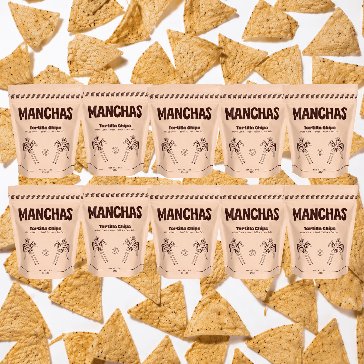 Three simple ingredients in Manchas Crunch - white corn, grass-fed beef tallow, sea salt (gluten-free)