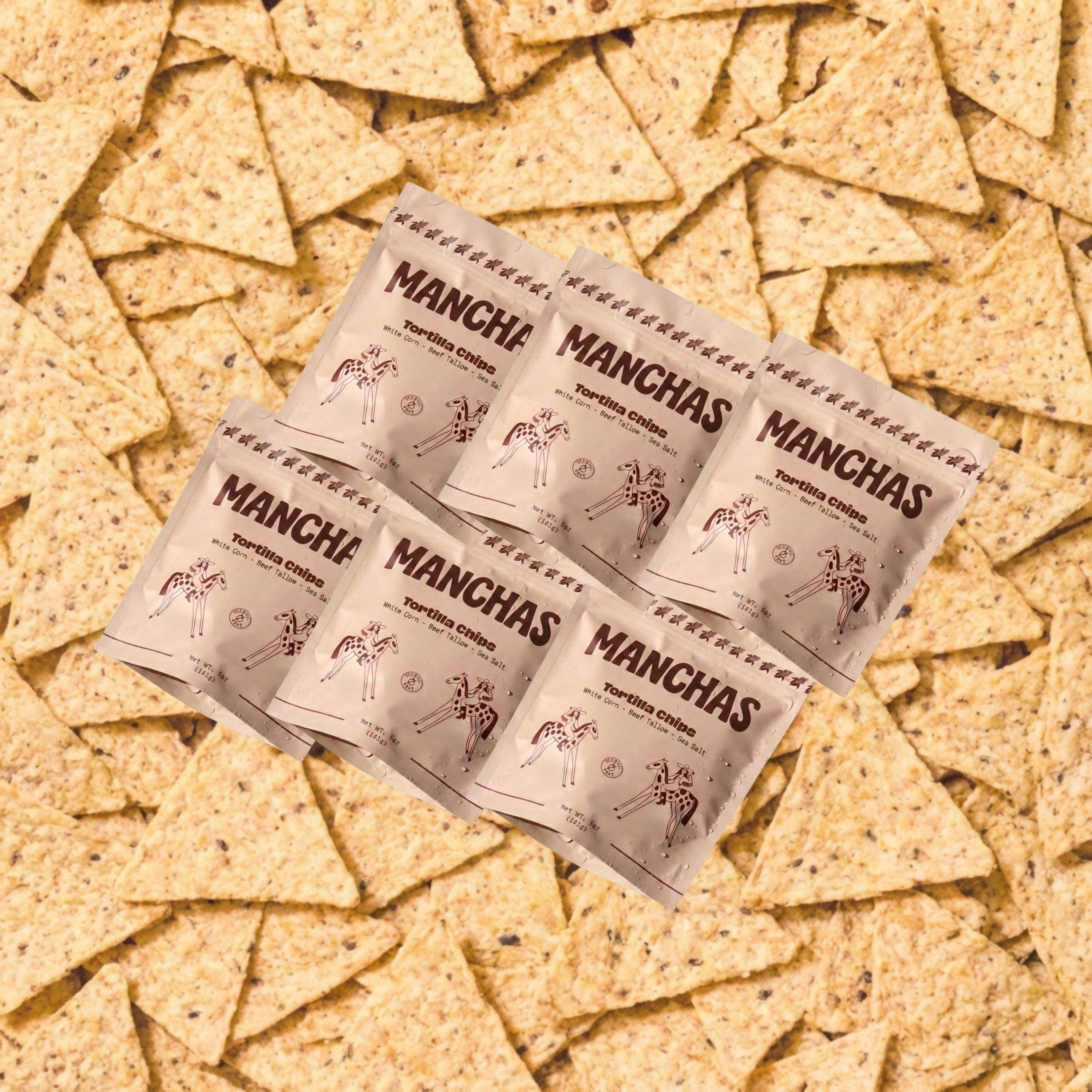 Manchas tortilla chips 6 pack on tortilla chip background