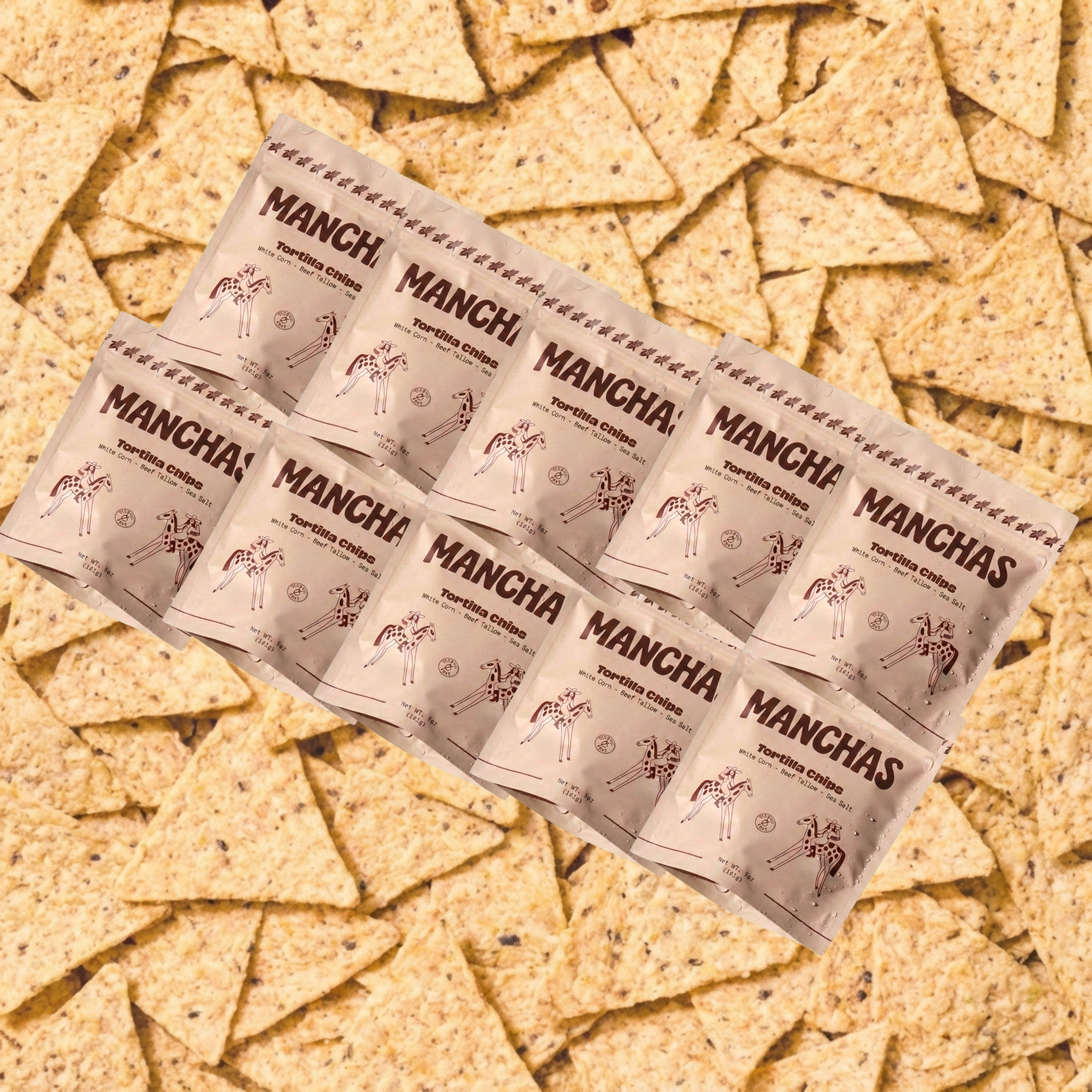 Manchas tortilla chips 8 pack on tortilla chip background